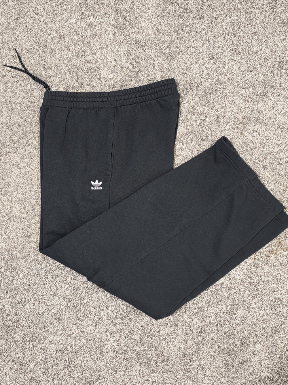 adidas Originals Black Trefoil Logo Wide Leg Sweatpants